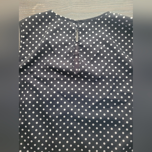 Michael Kors black white polka dot sleeveless pleats designer blouse top - Picture 5 of 5